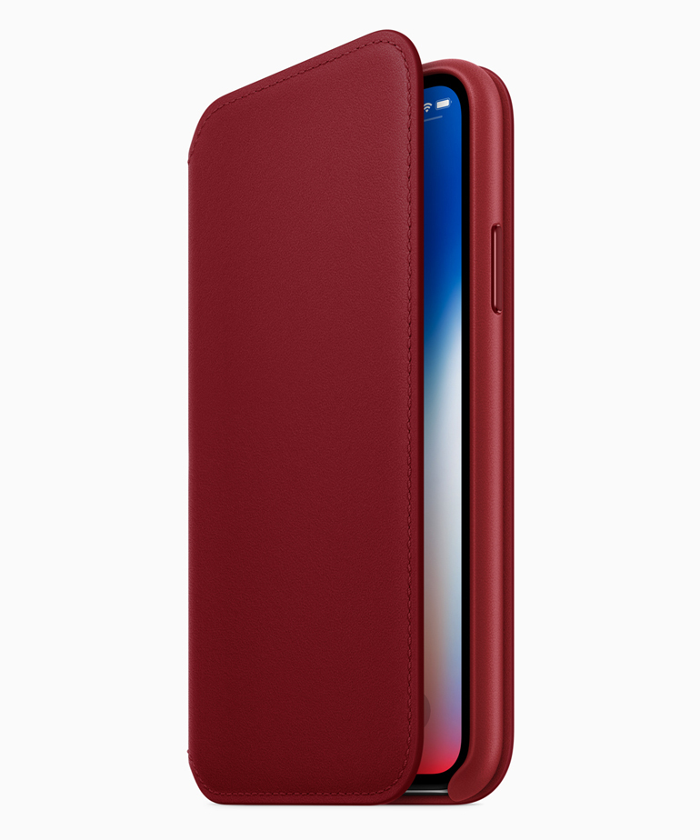 「(PRODUCT)RED iPhone Xレザーフォリオ」